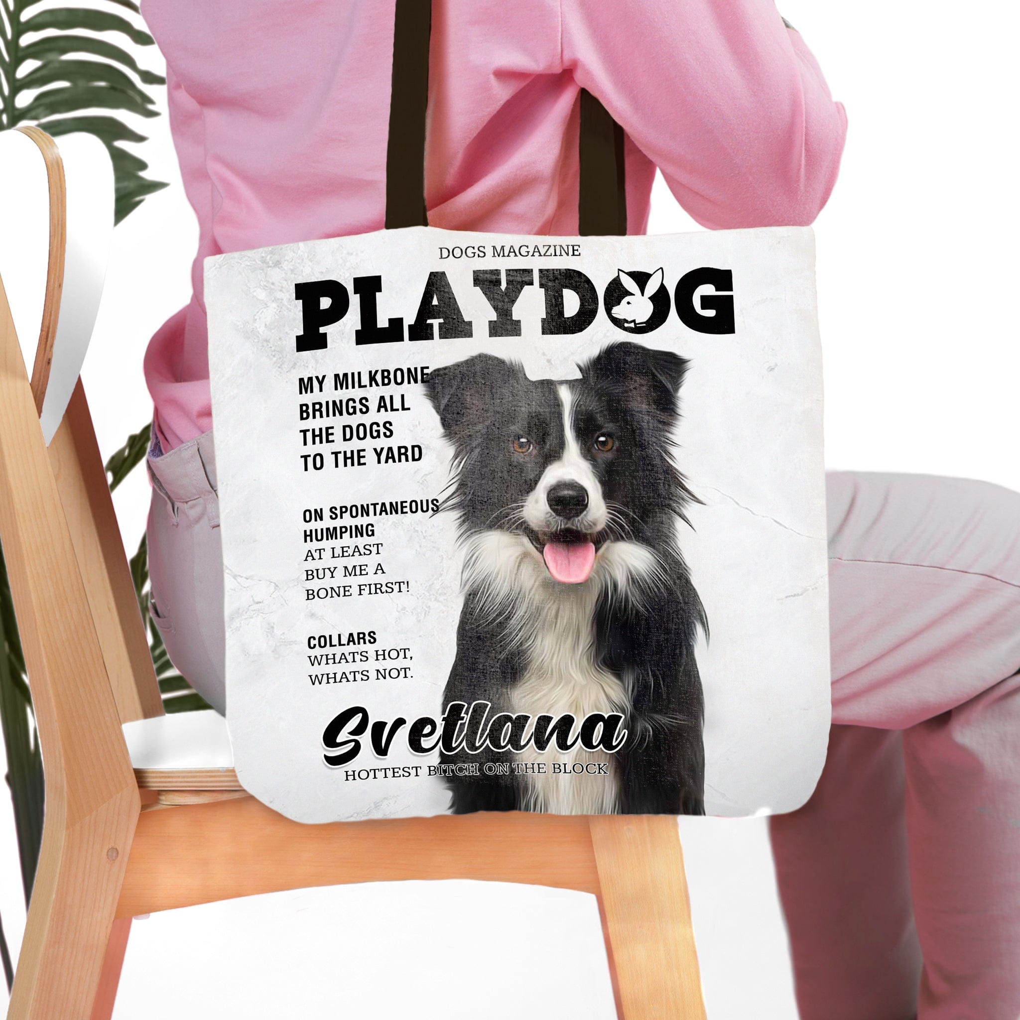 &#39;Playdog&#39; Personalized Tote Bag