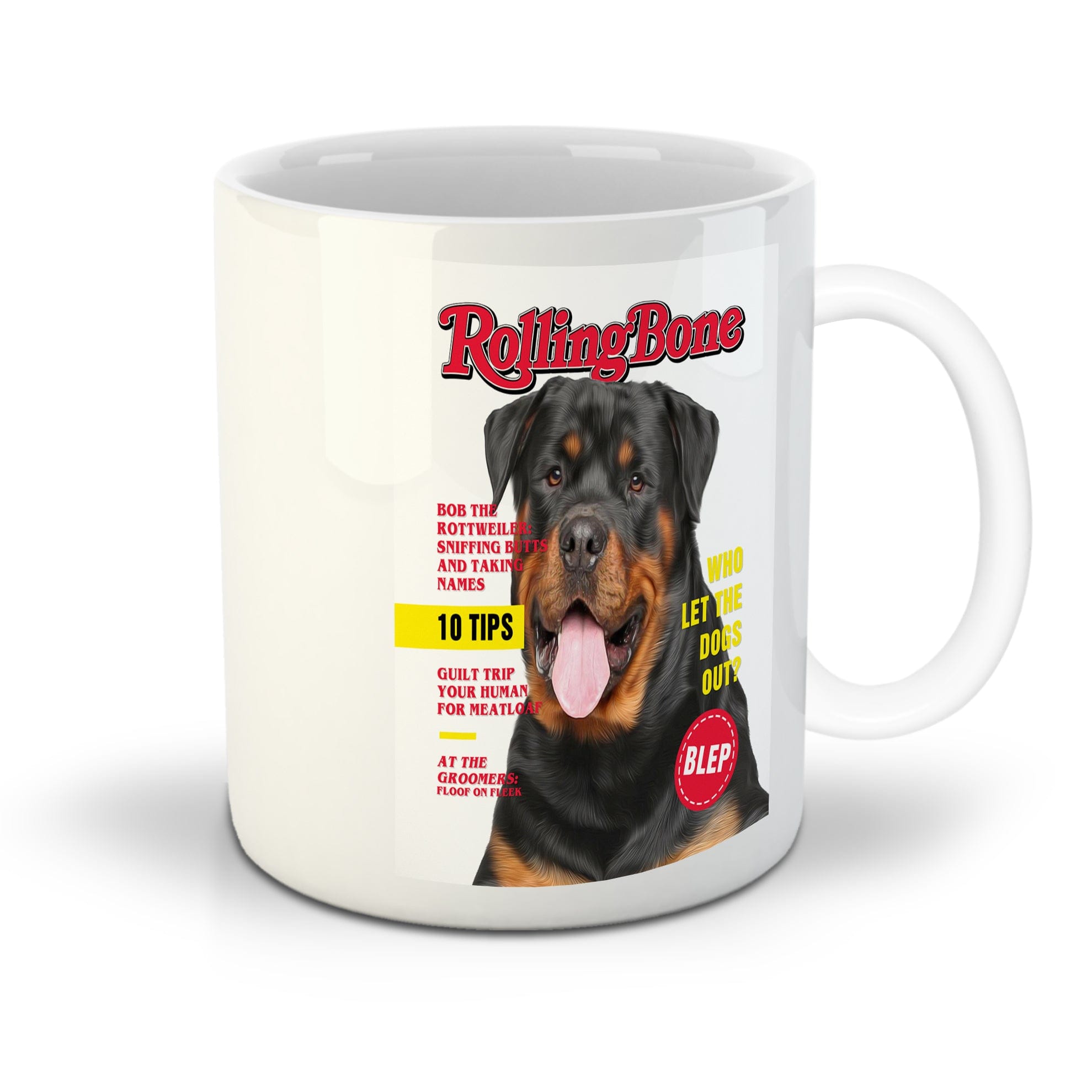 &#39;Rolling Bone&#39; Personalized Pet Mug