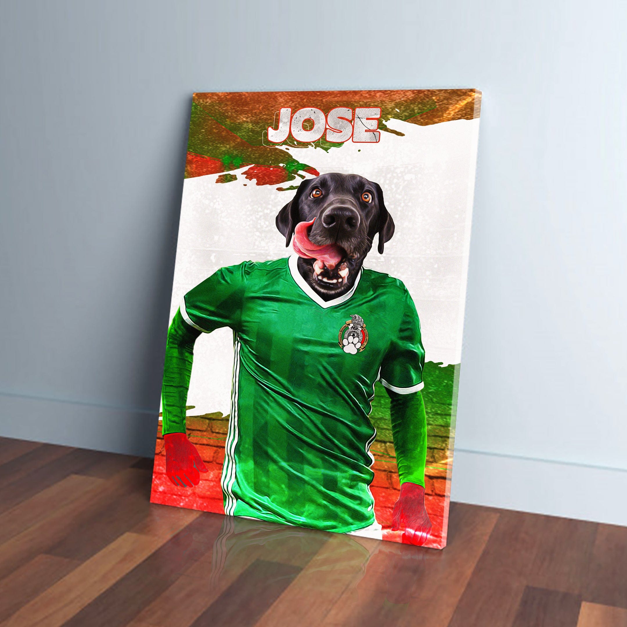 &#39;Mexico Doggos Soccer&#39; Personalized Pet Canvas