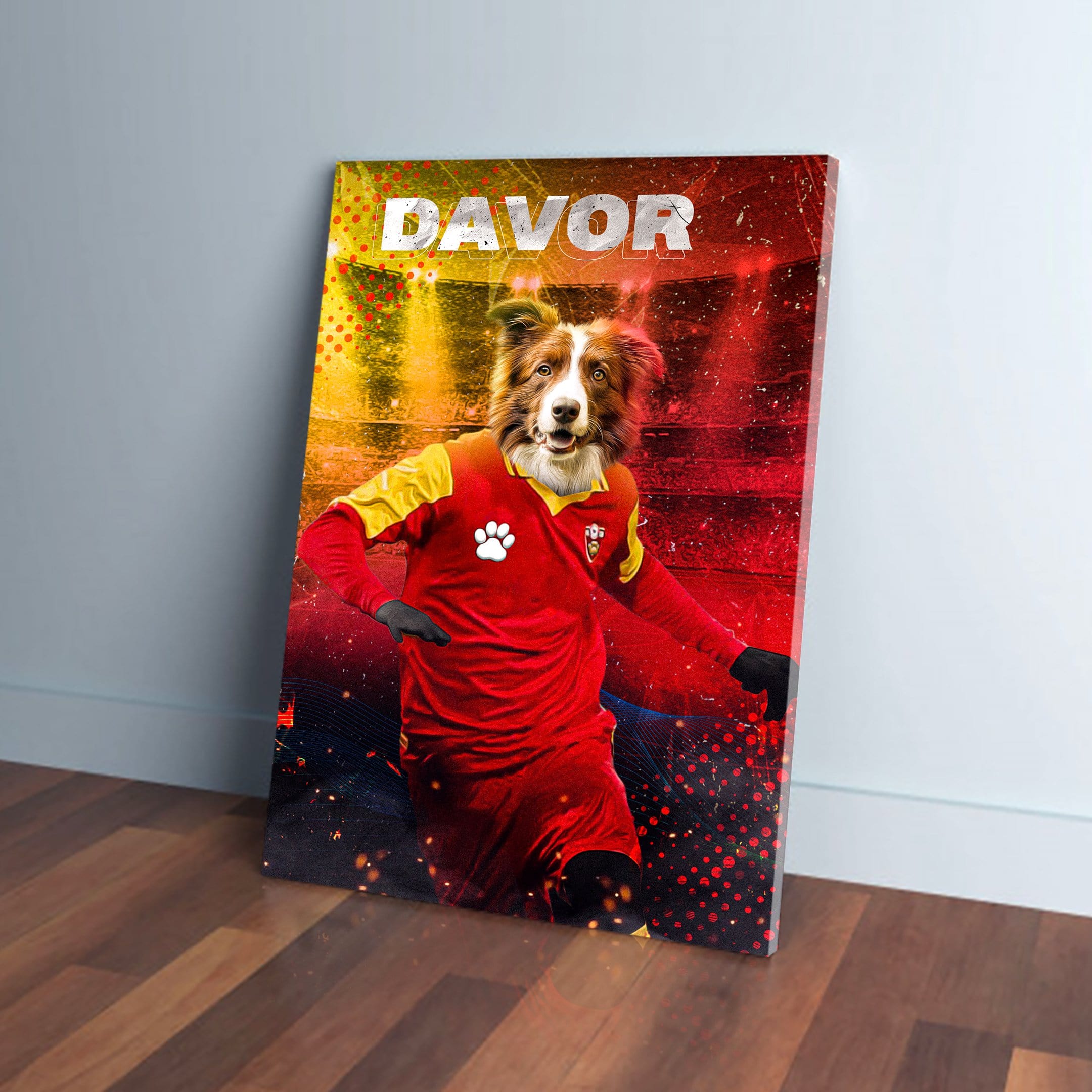 &#39;Montenegro Doggos Soccer&#39; Personalized Pet Canvas