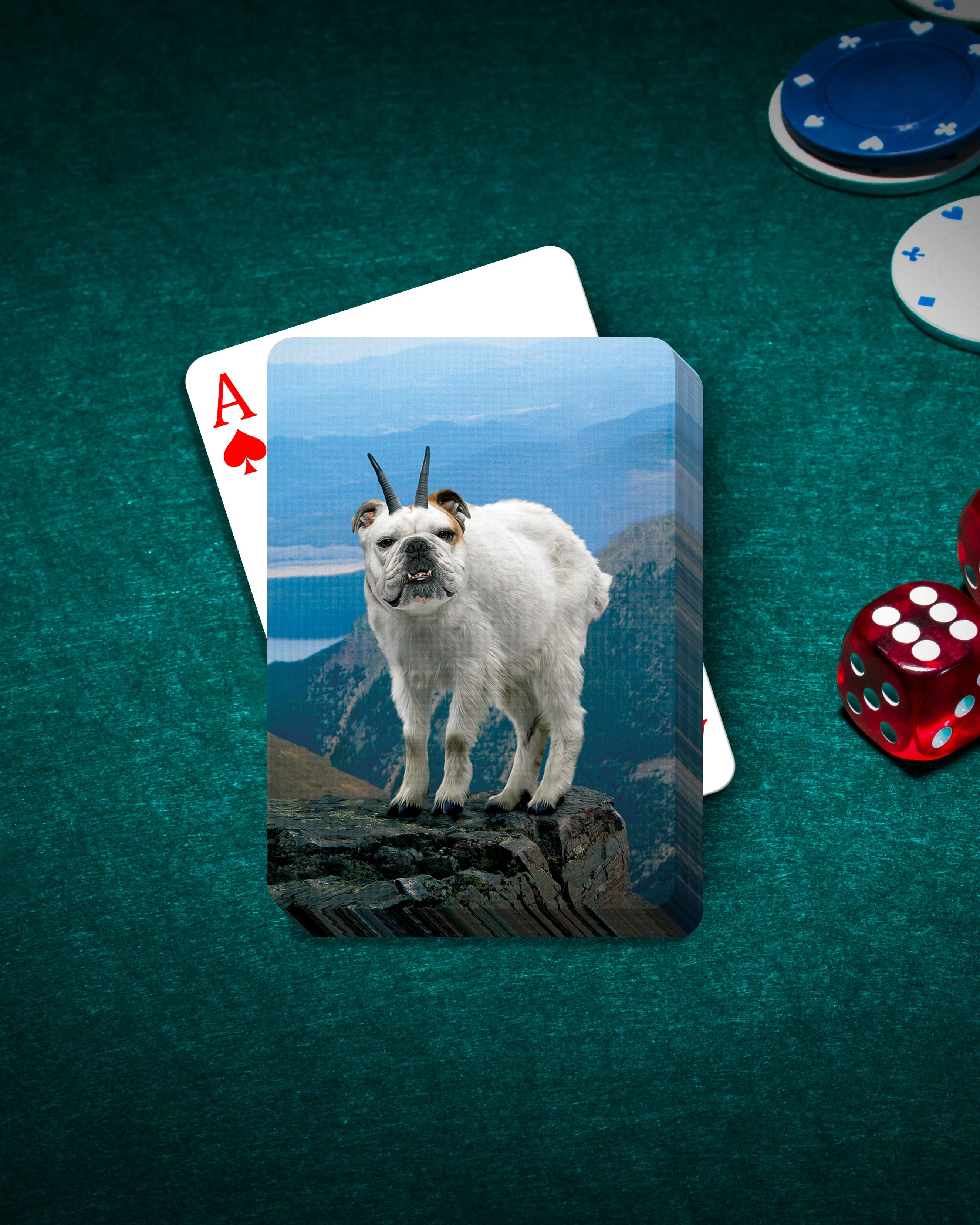 &#39;The Mountain Doggoat&#39; Personalized Pet Playing Cards