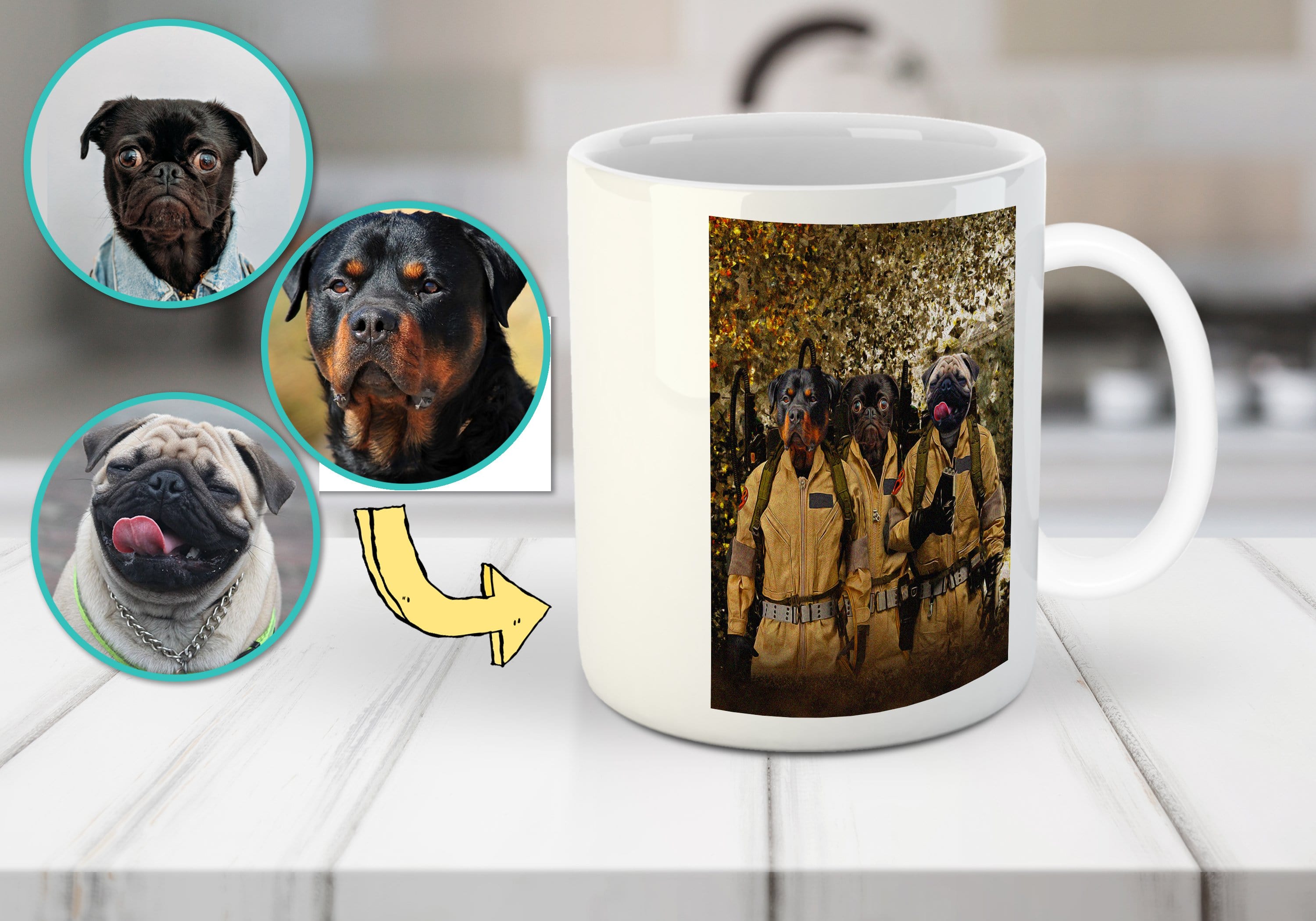 &#39;Dog Busters&#39; Personalized 3 Pet Mug