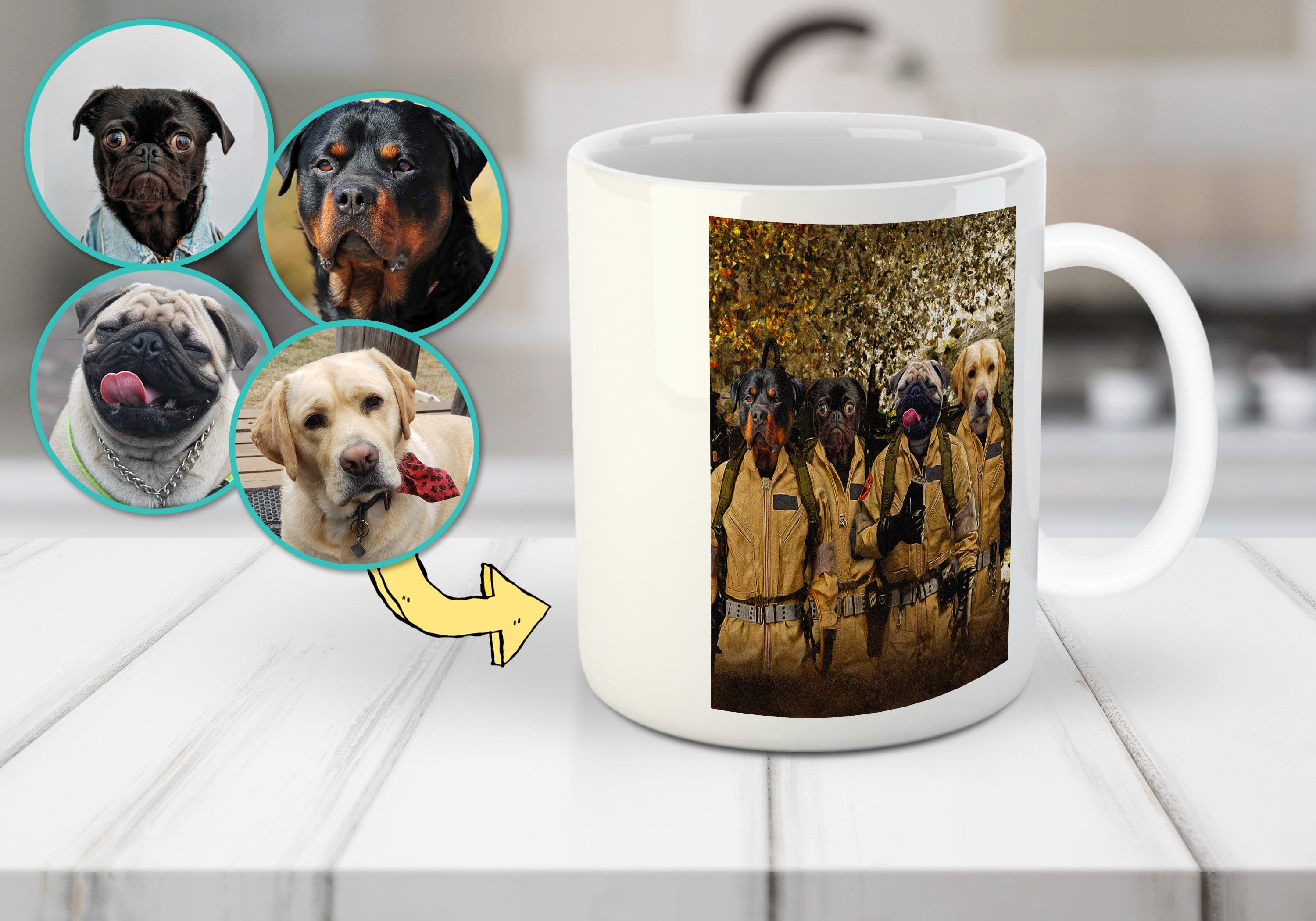 &#39;Dog Busters&#39; Personalized 4 Pet Mug