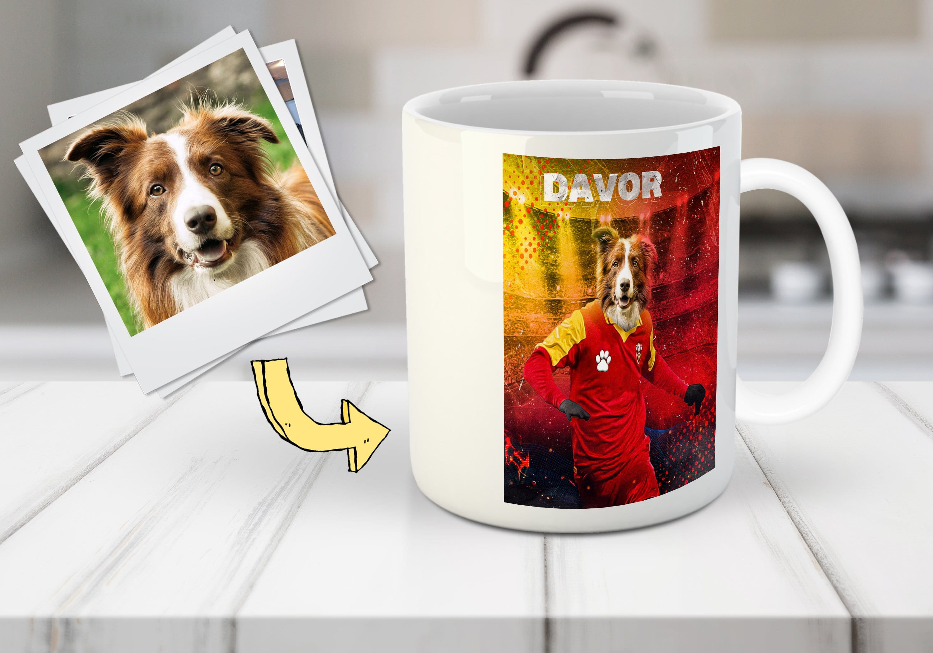 Taza personalizada para mascotas &#39;Montenegro Doggos Soccer&#39;