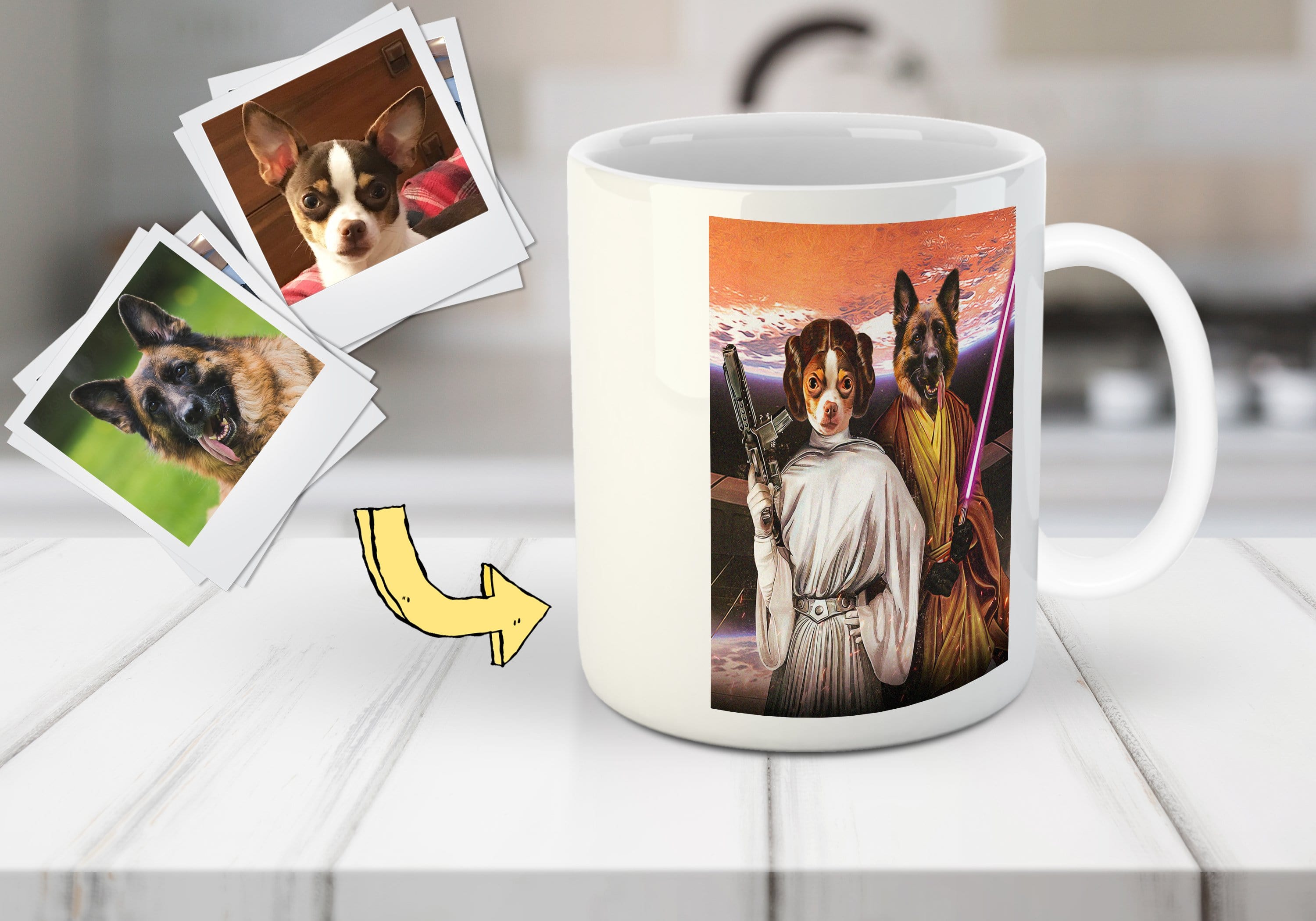 &#39;Princess Leidown &amp; Jedi-Doggo&#39; Personalized 2 Pet Mug