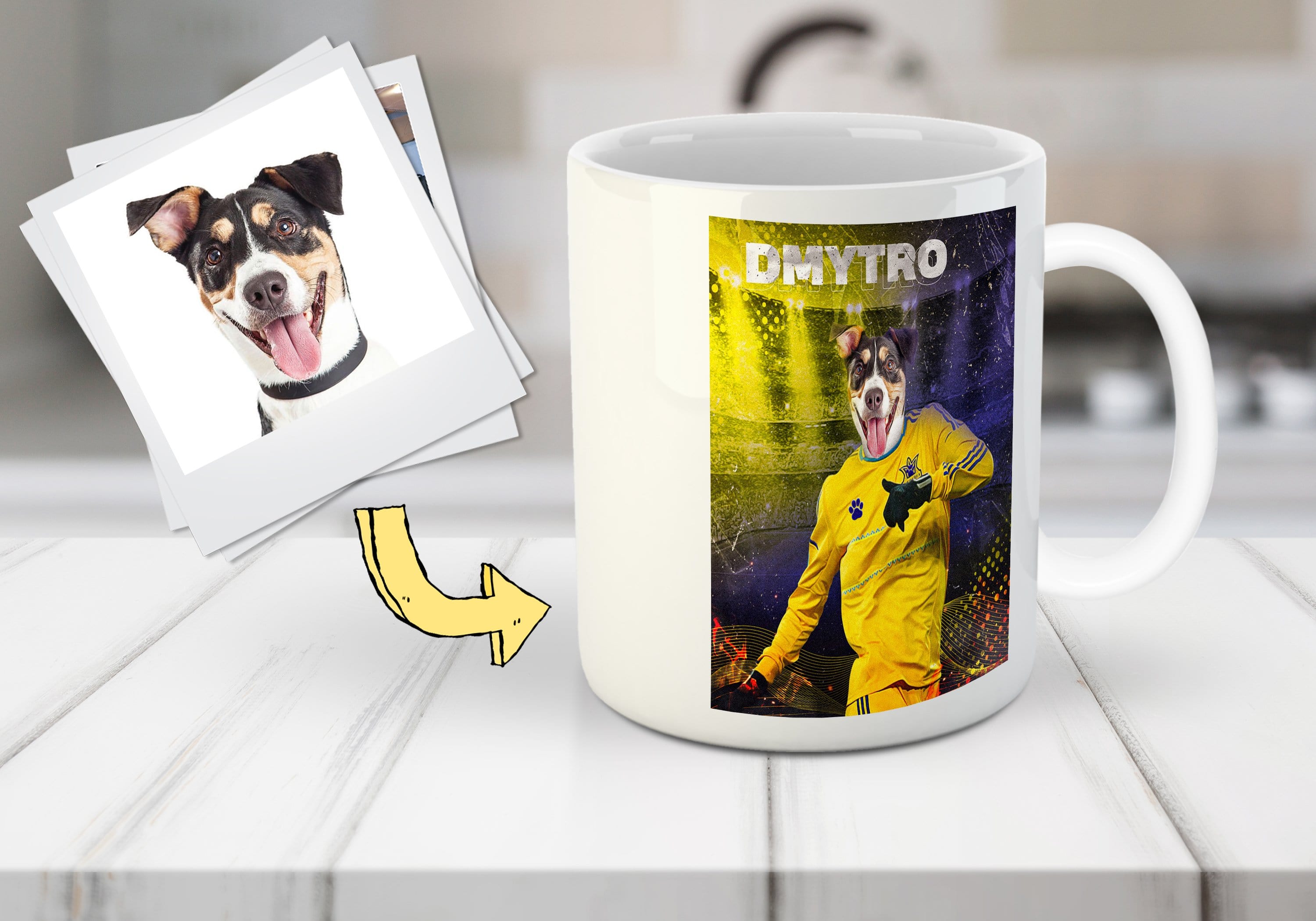 Taza personalizada para mascotas &#39;Ucrania Doggos Euro Football&#39;