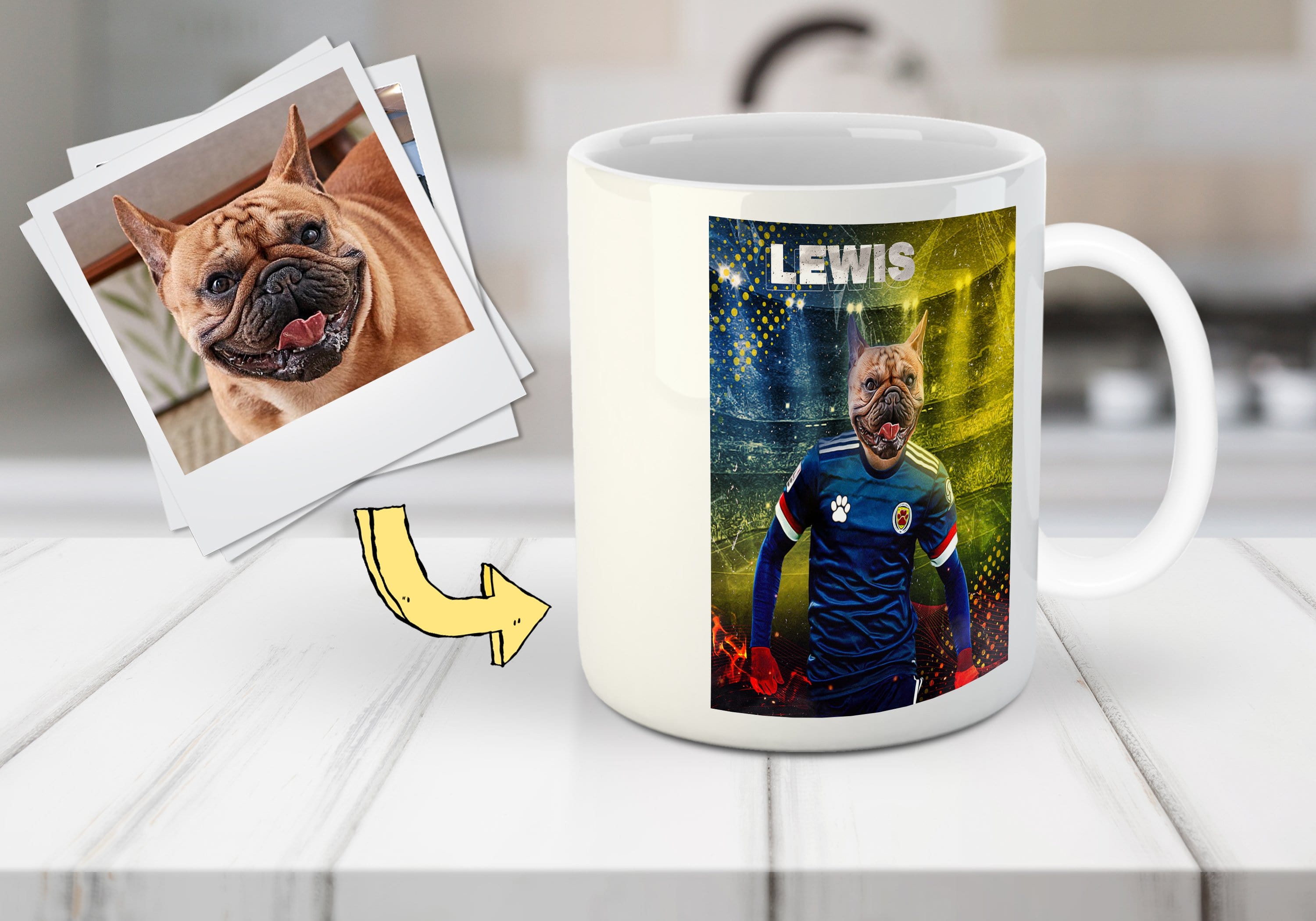 Taza personalizada para mascotas &#39;Scotland Doggos Soccer&#39;