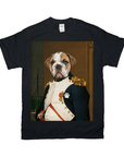 Black Gildan t-shirt with a personalized bulldog in a "Napawleon" general's uniform portrait.