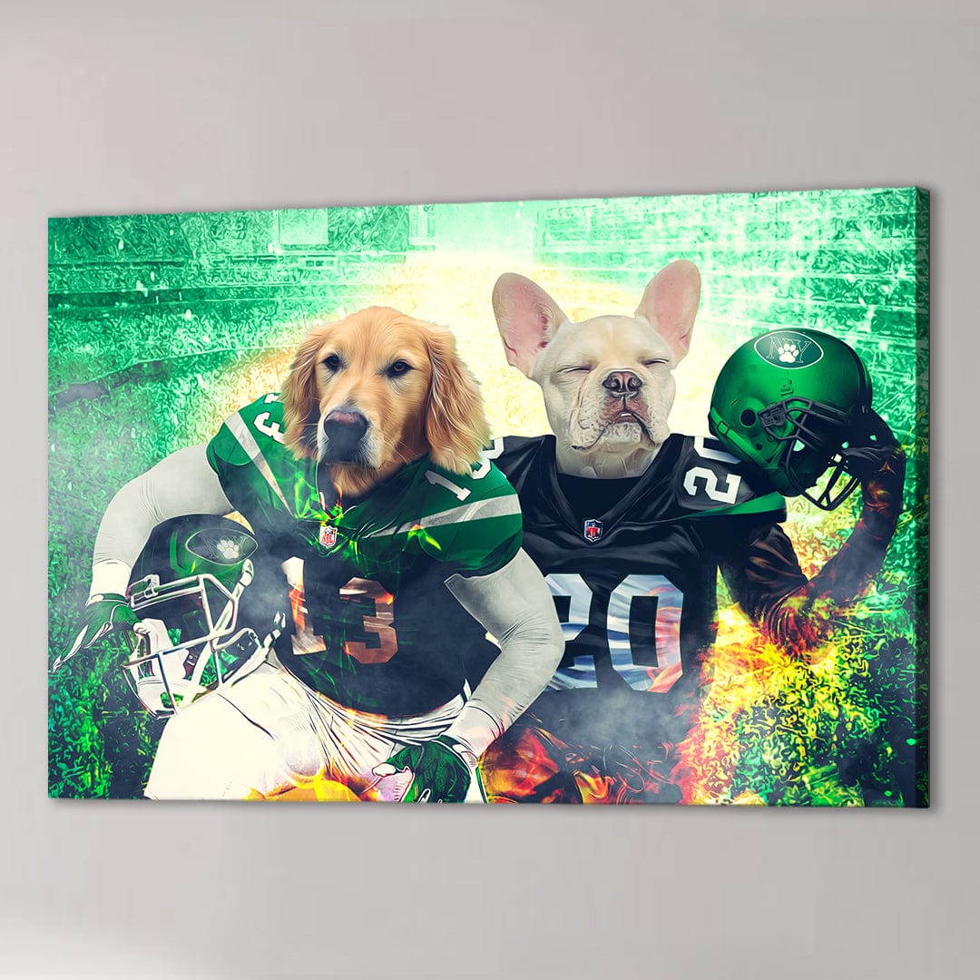 &#39;New York Jet-Doggos&#39; Personalized 2 Pet Canvas