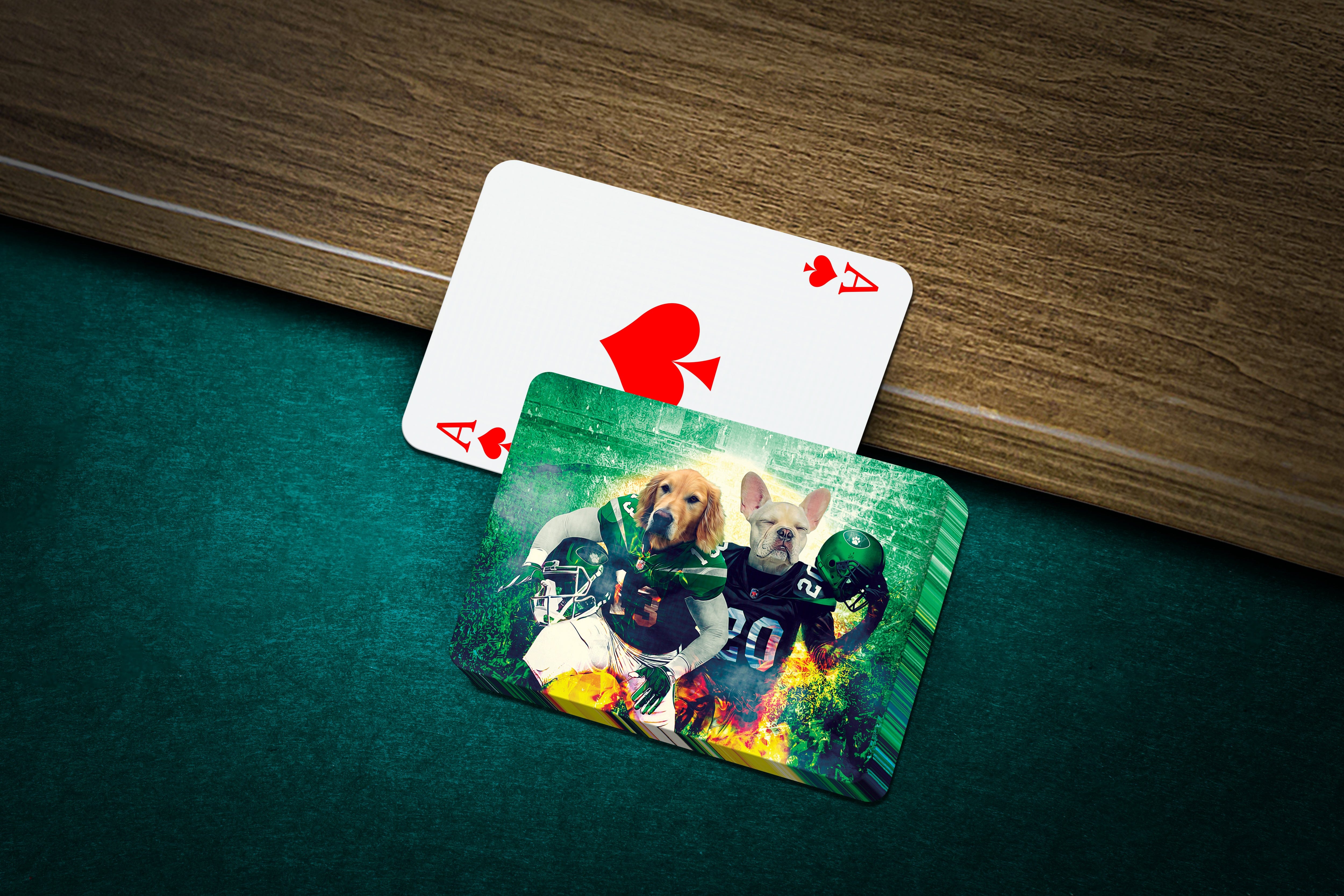 &#39;New York Jet-Doggos&#39; Personalized 2 Pet Playing Cards