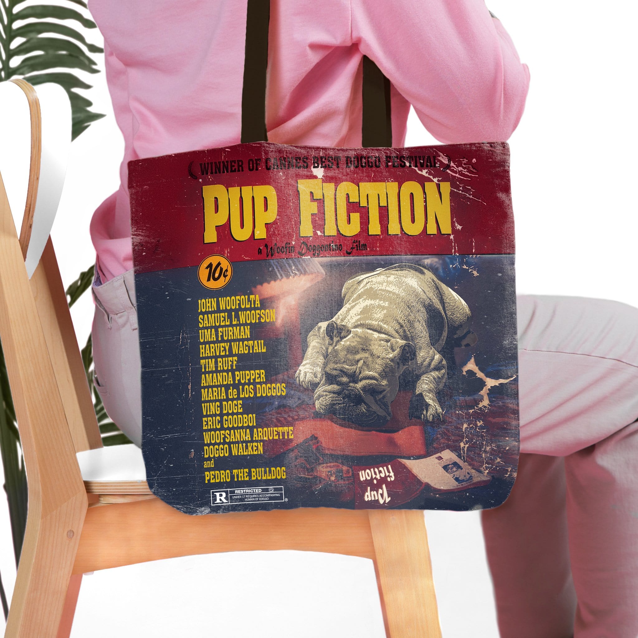 &#39;Pup Fiction&#39; Personalized Tote Bag