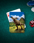 Custom 'Pawasaurus Rex' personalized playing card featuring a dog's head on a dinosaur body.