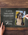 Personalized memorial pet puzzle with a Bernese Mountain Dog portrait and "In Loving Memory" text.