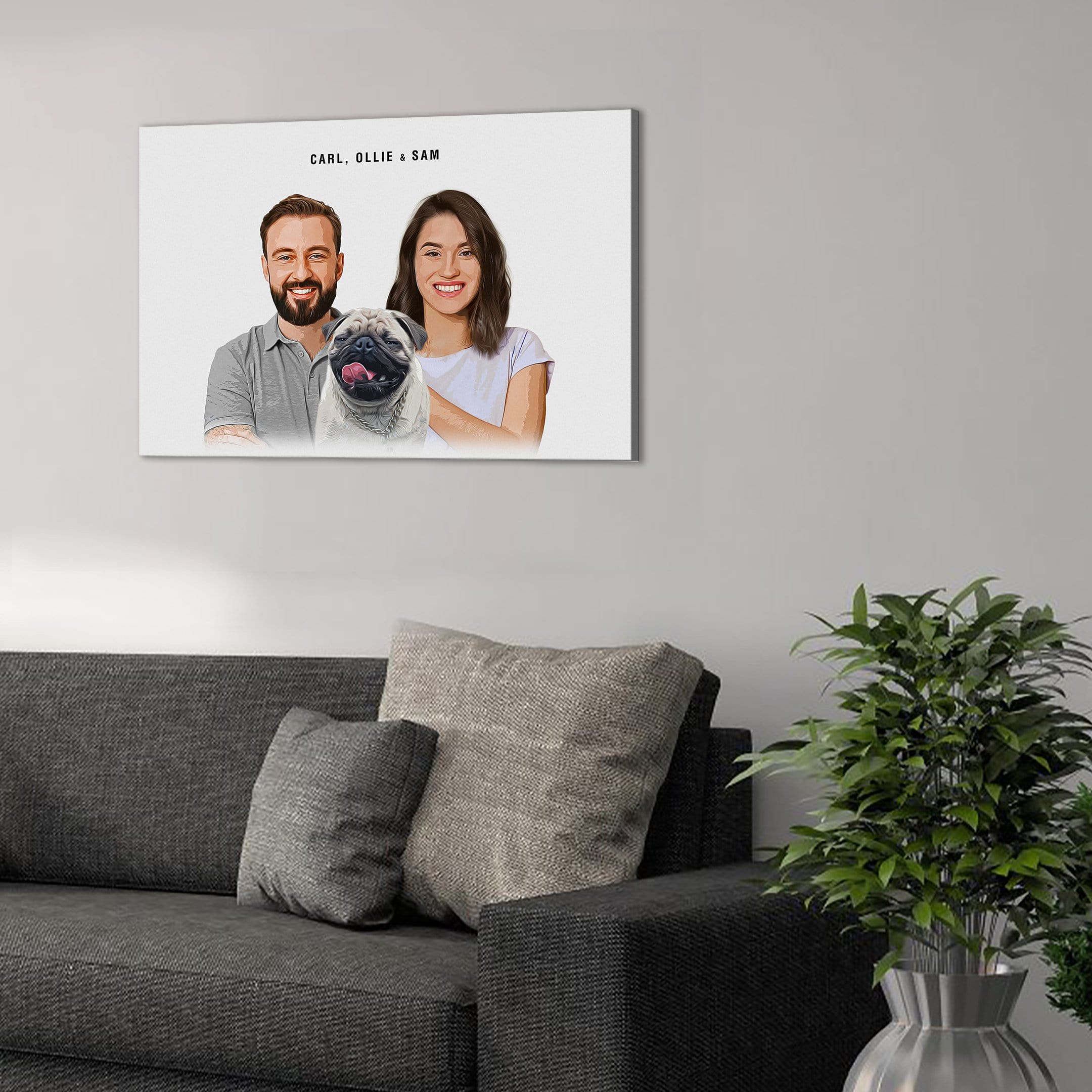 Personalized Modern Pet &amp; Humans Canvas