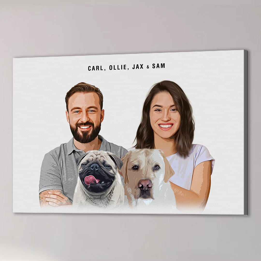 Personalized Modern 2 Pet &amp; Humans Canvas