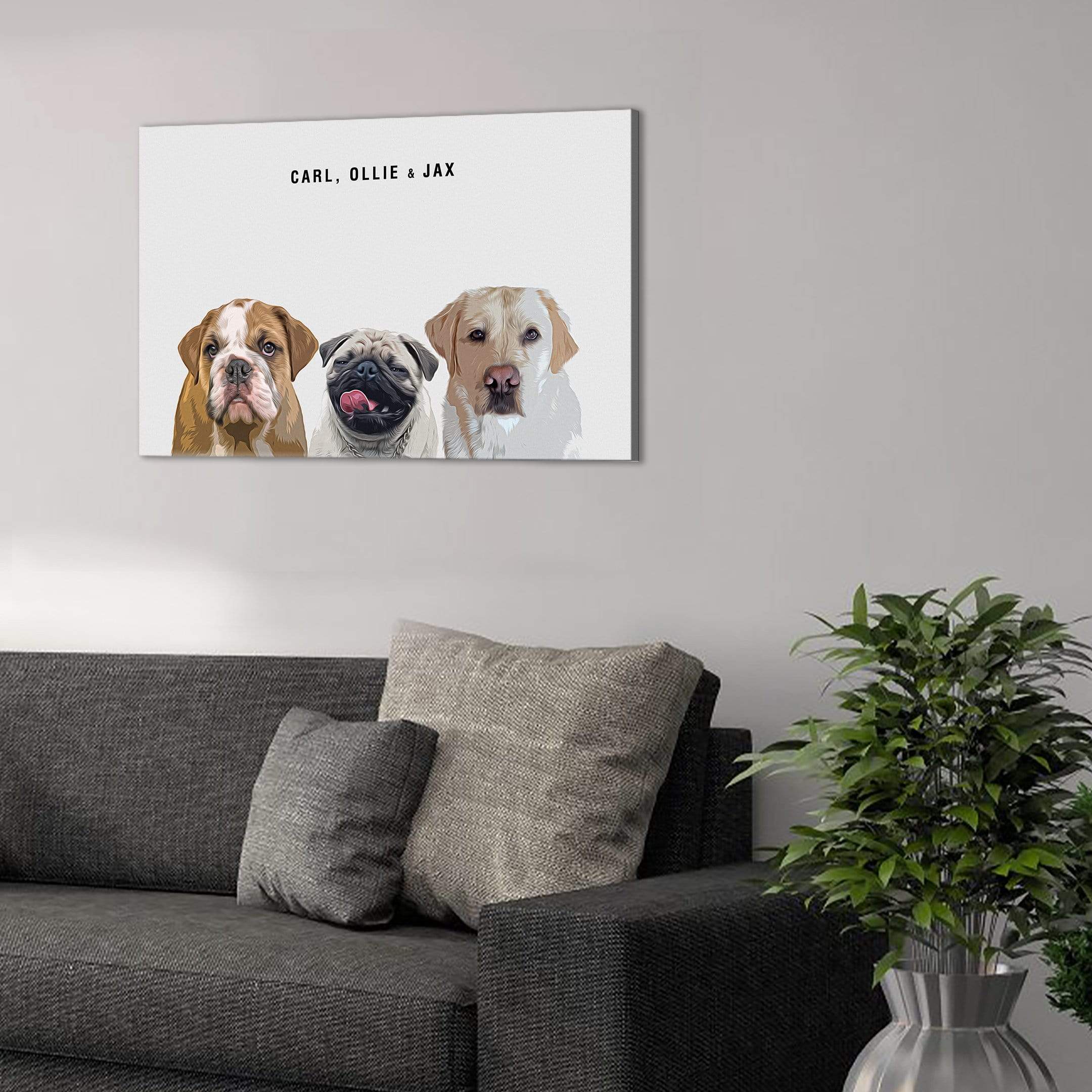 Personalized Modern 3 Pet Canvas
