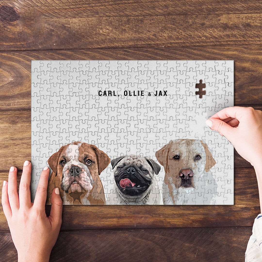 Personalized Modern 3 Pet Puzzle