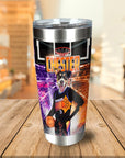 Personalized stainless steel tumbler with a dog in a basketball uniform and "CHESTER" text.