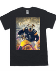 Black Gildan t-shirt with a personalized graphic of a bulldog in a Steelers football uniform, named "Frank.