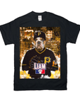 Black Gildan t-shirt featuring a bulldog in a personalized "Pittsburgh Pawrates" baseball uniform.