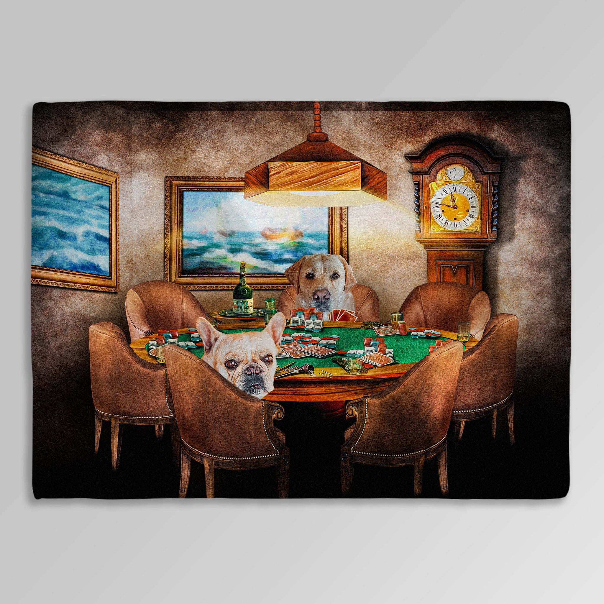 Manta personalizada para 2 mascotas &#39;The Poker Players&#39; 