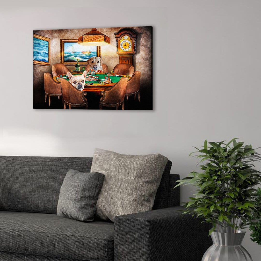 &#39;The Poker Players&#39; Personalized 2 Pet Canvas