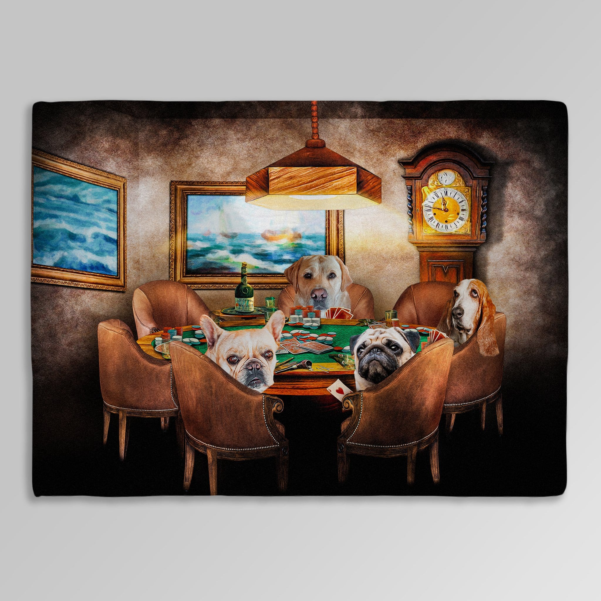 Manta personalizada para 4 mascotas &#39;The Poker Players&#39; 