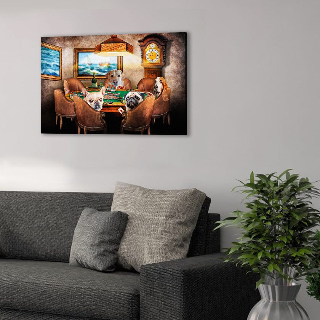 &#39;The Poker Players&#39; Personalized 4 Pet Canvas