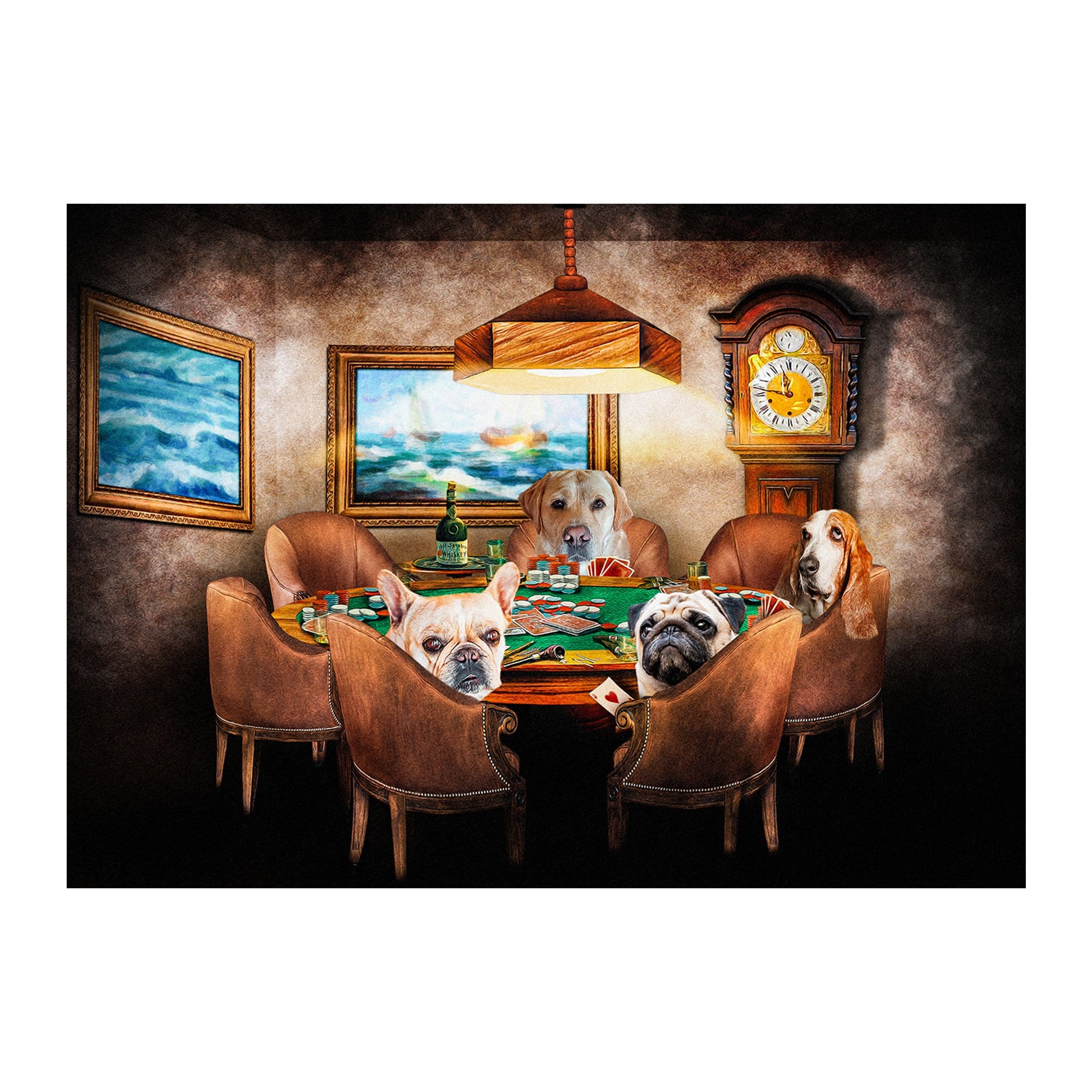 &#39;The Poker Players&#39; Personalized 4 Pet Digital Portrait