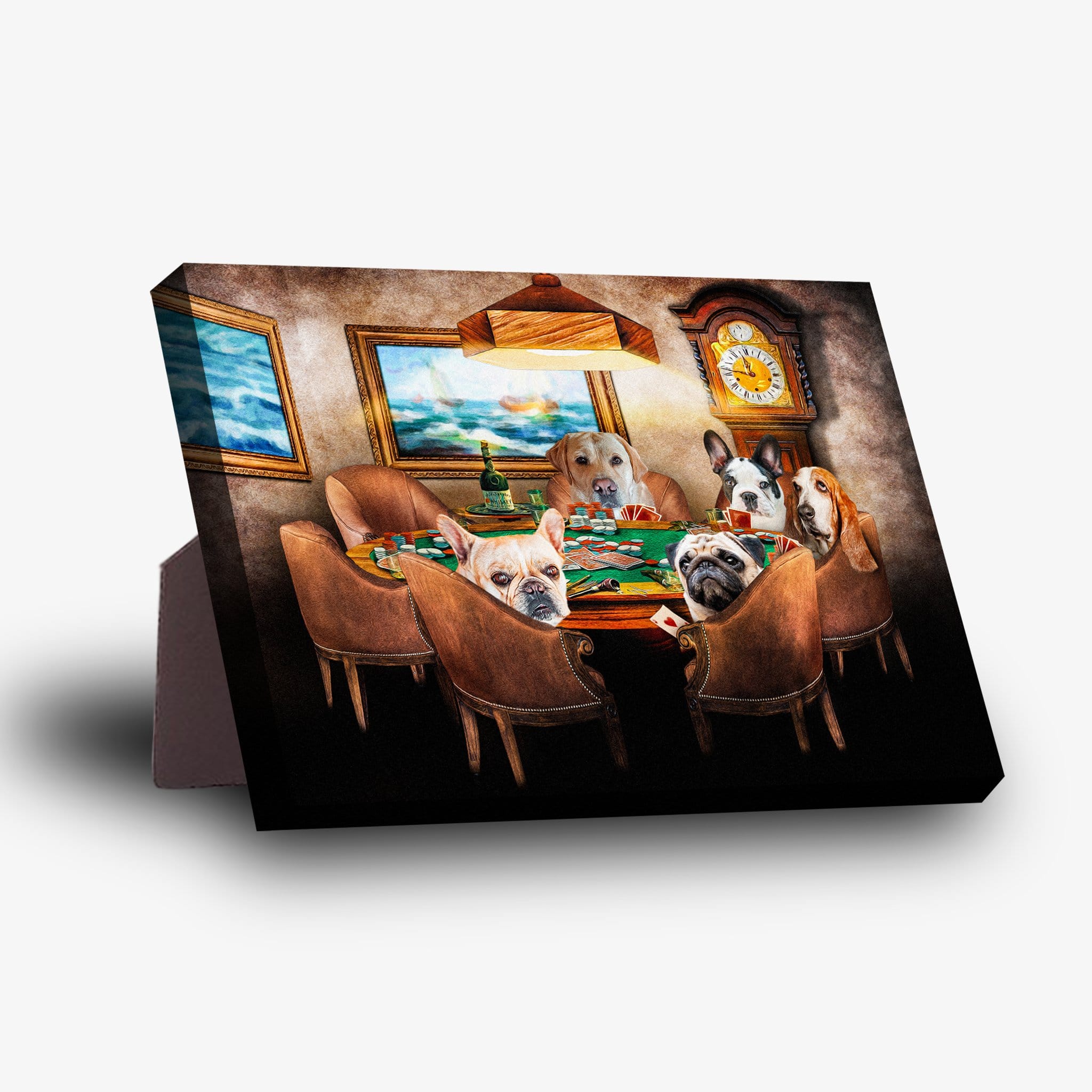 &#39;The Poker Players&#39; Personalized 5 Pet Standing Canvas
