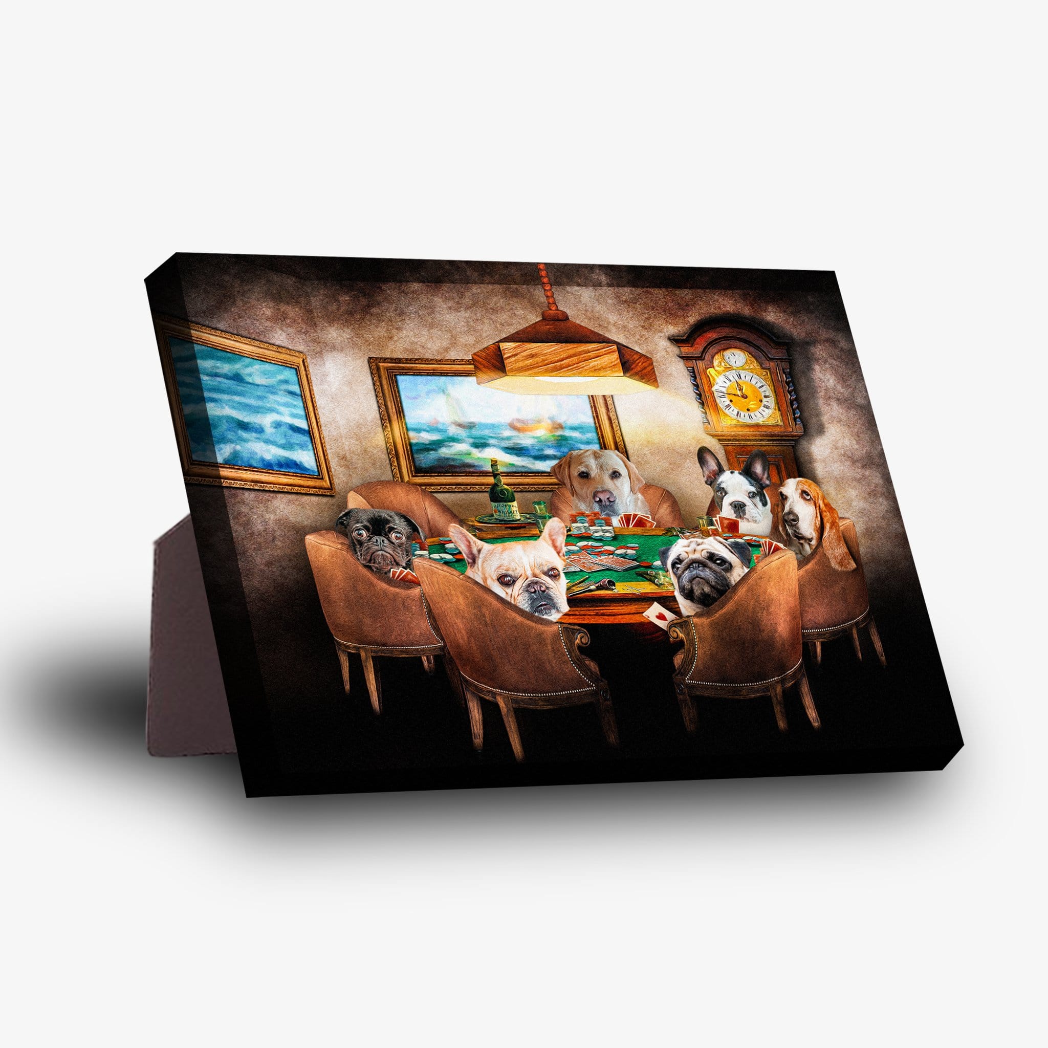 &#39;The Poker Players&#39; Personalized 6 Pet Standing Canvas