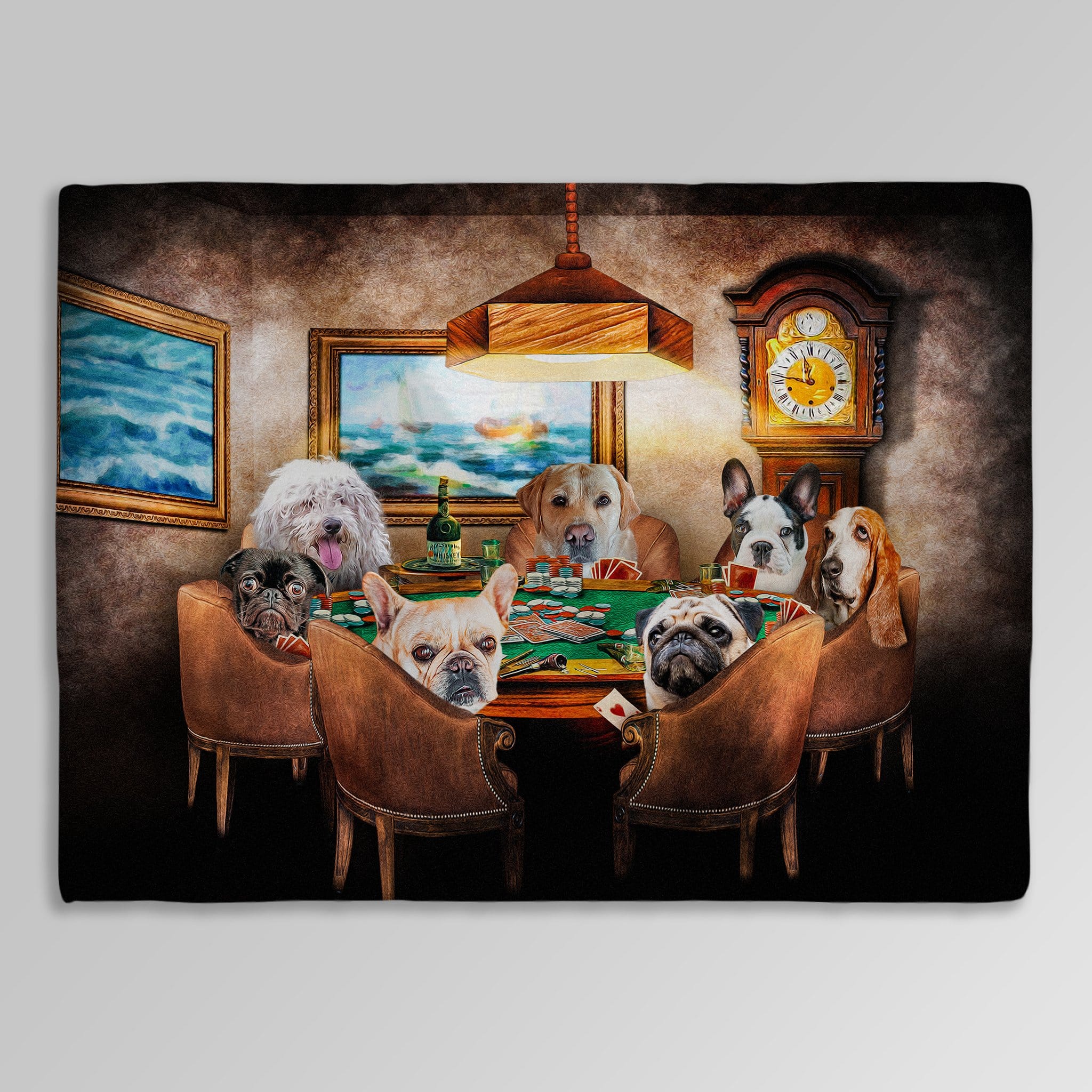 &#39;The Poker Players&#39; Personalized 7 Pet Blanket