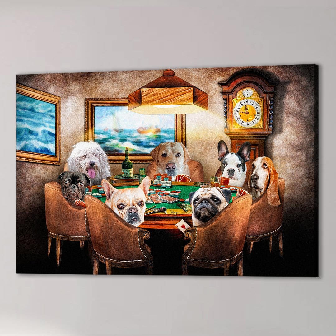 &#39;The Poker Players&#39; Personalized 7 Pet Canvas