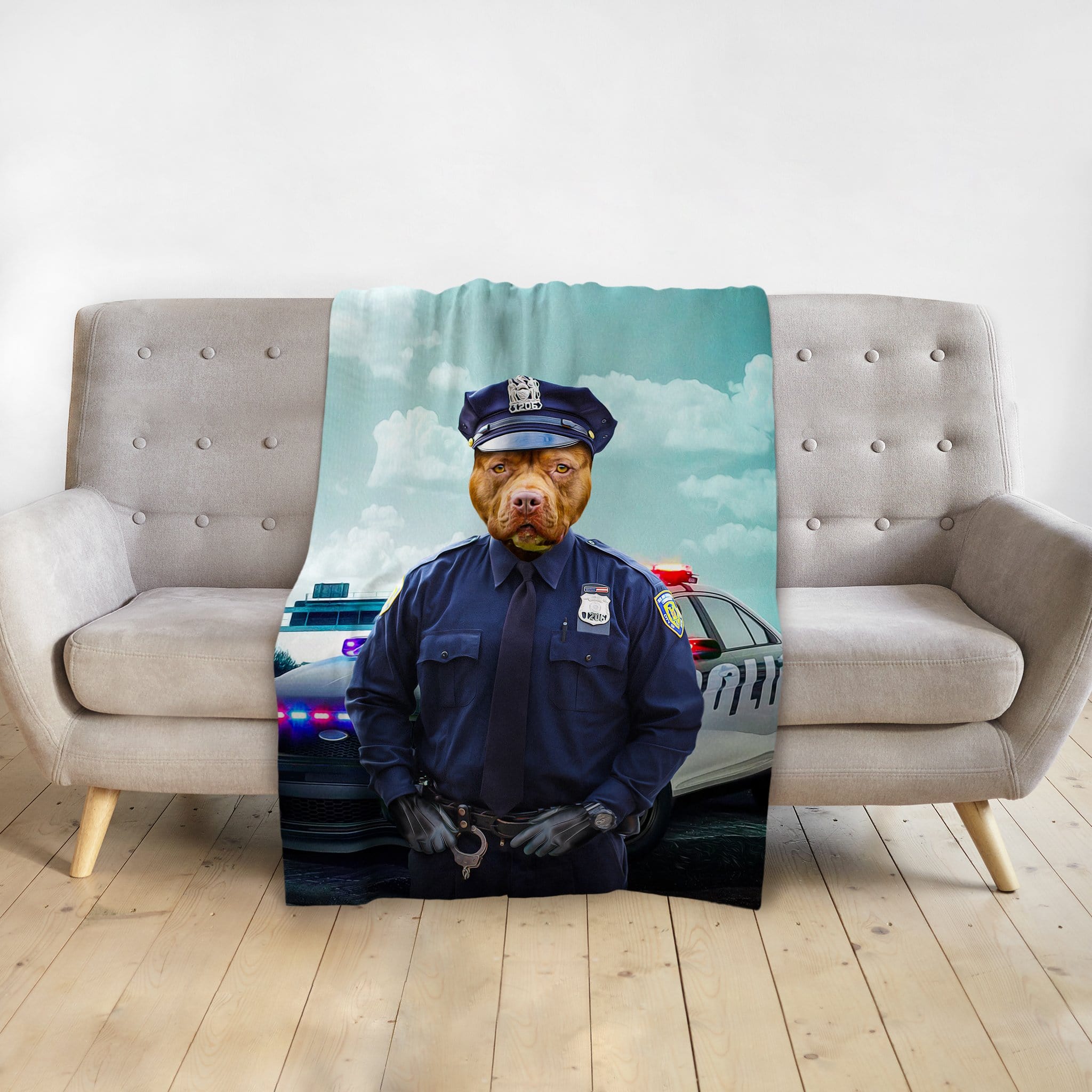 Manta personalizada para mascotas &#39;El Oficial de Policía&#39; 