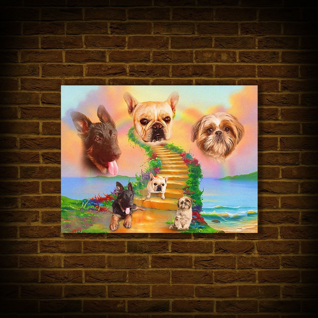 Póster Personalizado para 3 mascotas &#39;The Rainbow Bridge 3 Pet&#39;