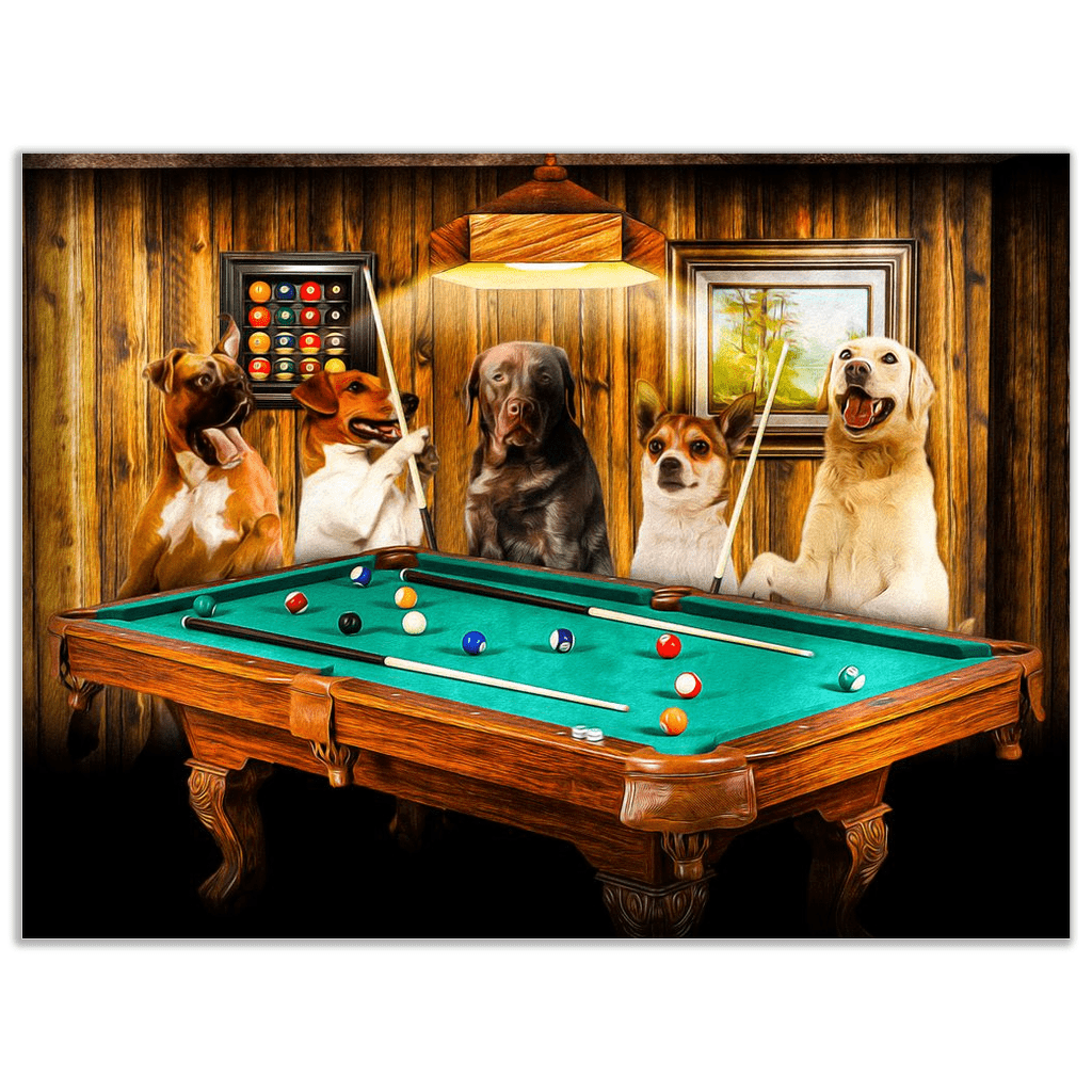 &#39;The Pool Players&#39; Personalized 5 Pet Poster