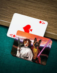 Custom personalized playing cards featuring two pets as Princess Leia and a Jedi dog.