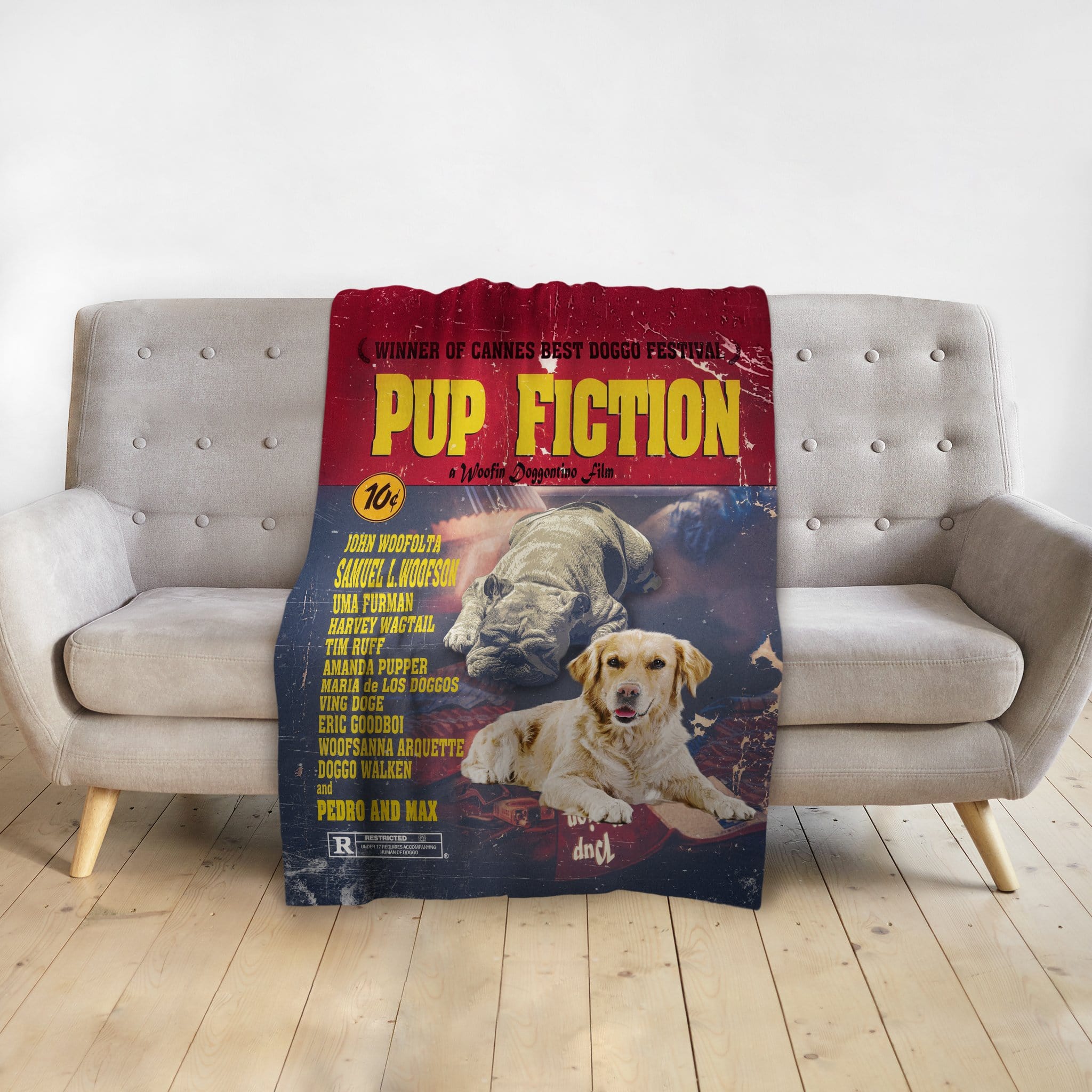 'Pup Fiction' Personalized 2 Pet Blanket