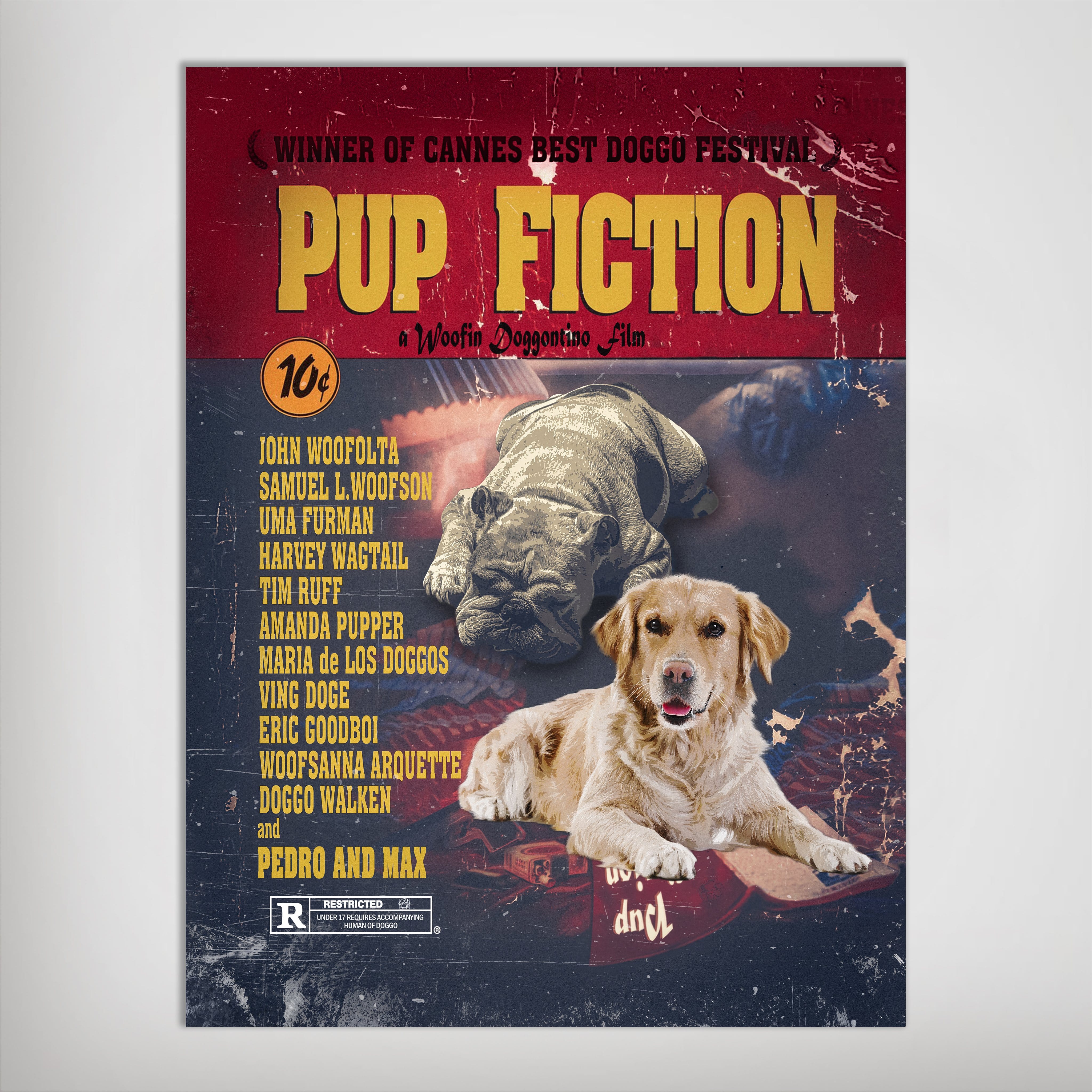 Póster personalizado para 2 mascotas &#39;Pup Fiction&#39;