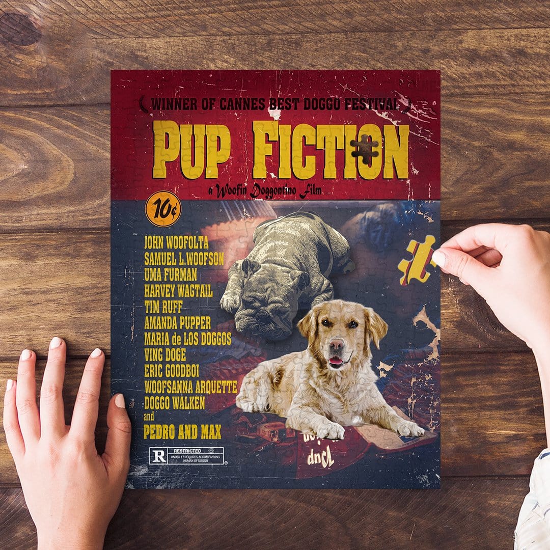 Rompecabezas personalizado de 2 mascotas &#39;Pup Fiction&#39;