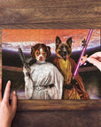 Rompecabezas personalizado de 2 mascotas 'Princesa Leidown y Jedi-Doggo'