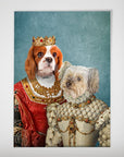 Personalized "Queen and Princess" 2 dog portrait poster featuring a Cavalier King Charles Spaniel and a Maltese.