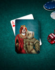 Personalized playing cards featuring two pets, a Cavalier King Charles Spaniel and a Yorkshire Terrier, in royal renaissance portraits.