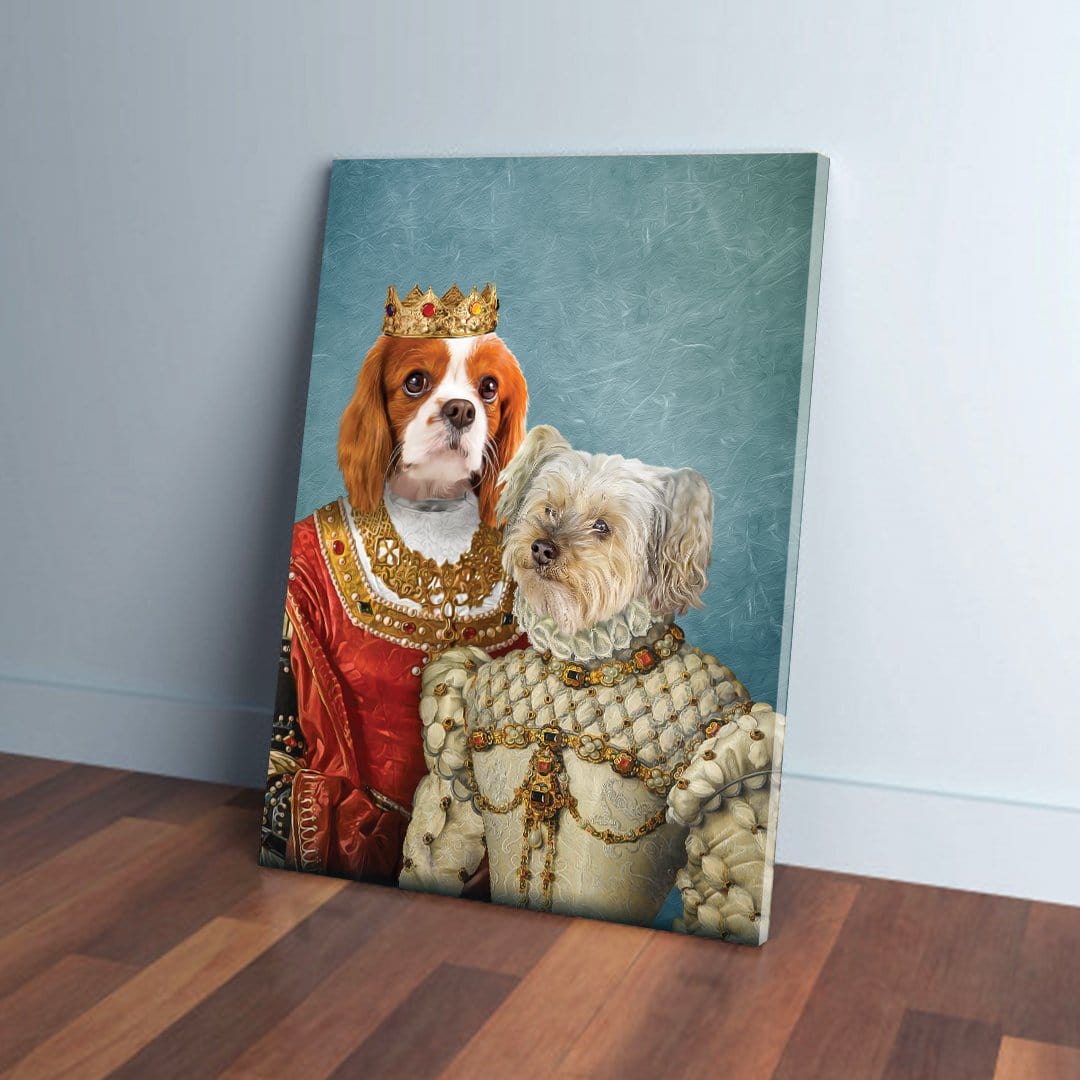 &#39;Queen and Princess&#39; 2 Pet Personalized Canvas