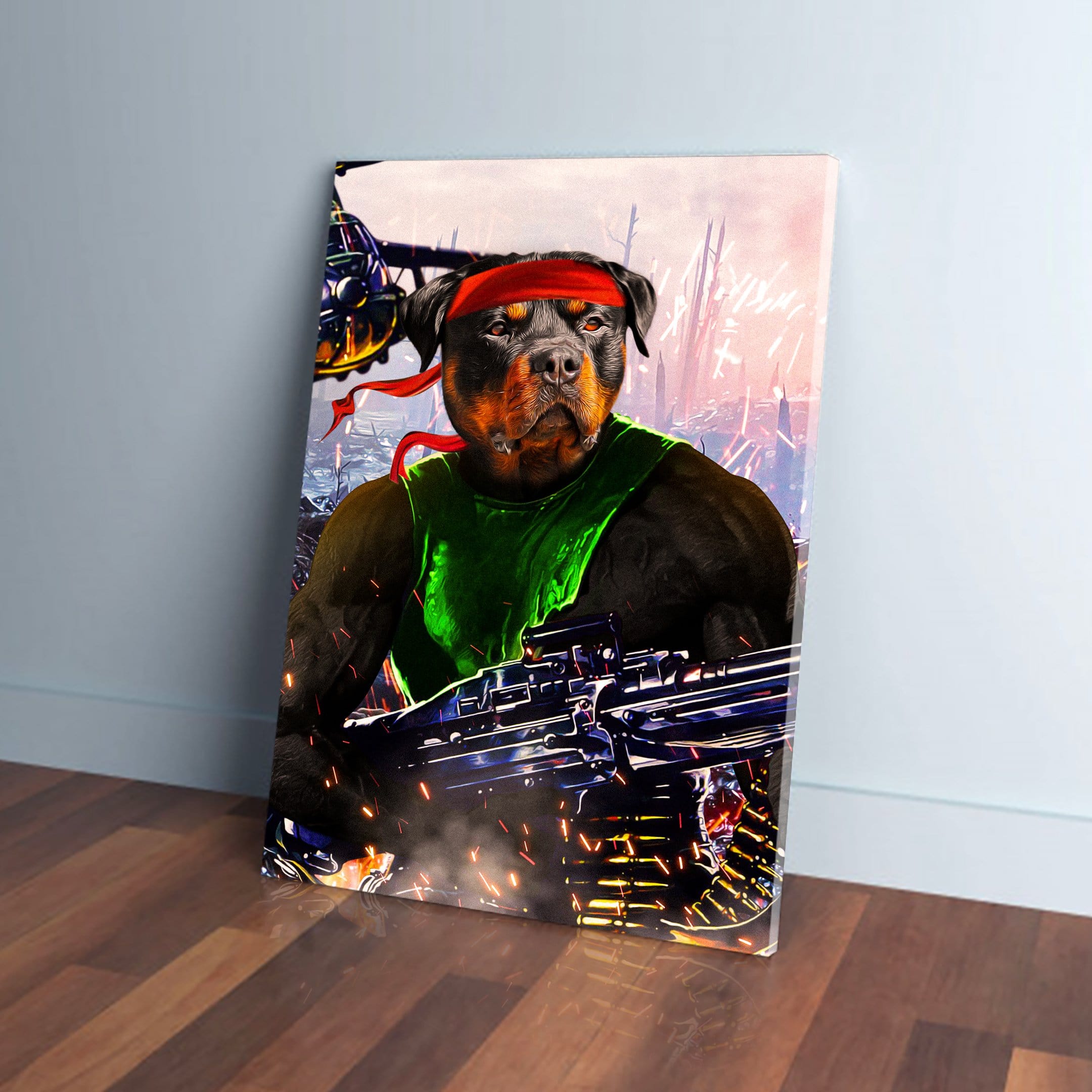 &#39;Rambo Doggo&#39; Personalized Pet Canvas