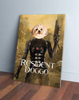 Personalized 'Resident Doggo' canvas featuring a Shih Tzu's head on a character's body with a gun.
