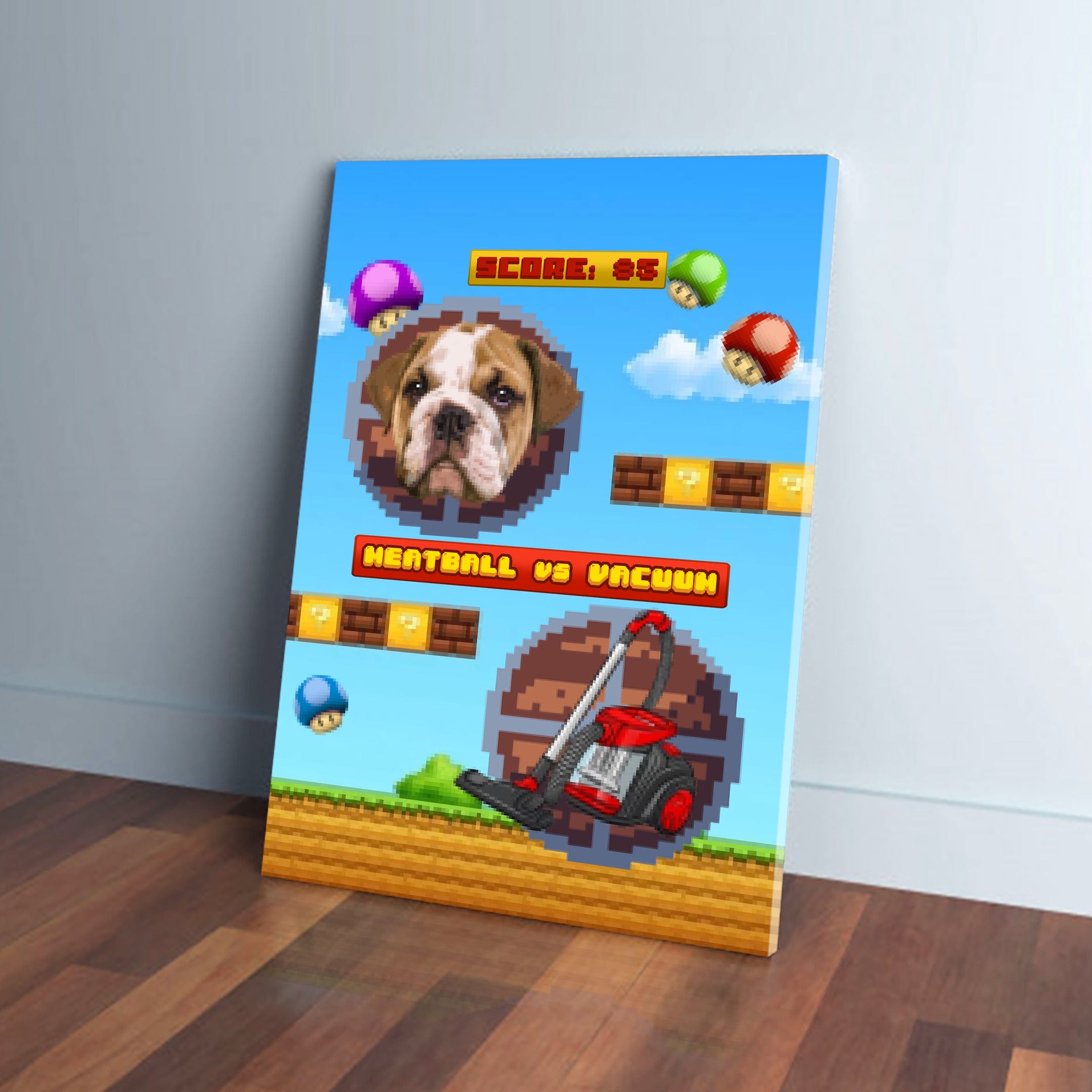 Retro Video Game Personalized Pet Canvas