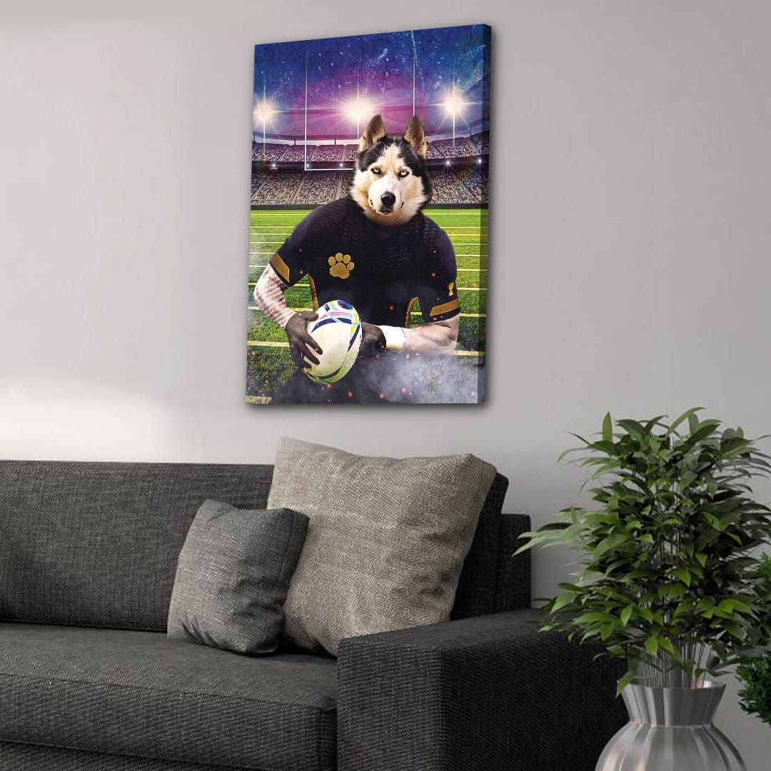&#39;The Rugby Player&#39; Personalized Pet Canvas