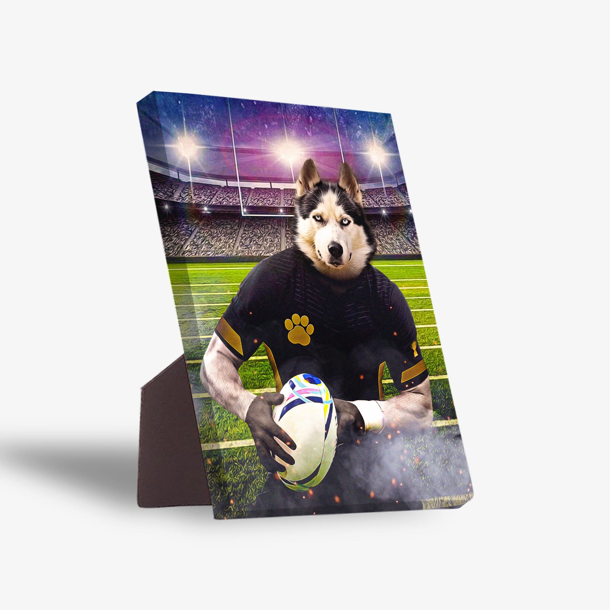 &#39;The Rugby Player&#39; Personalized Pet Standing Canvas