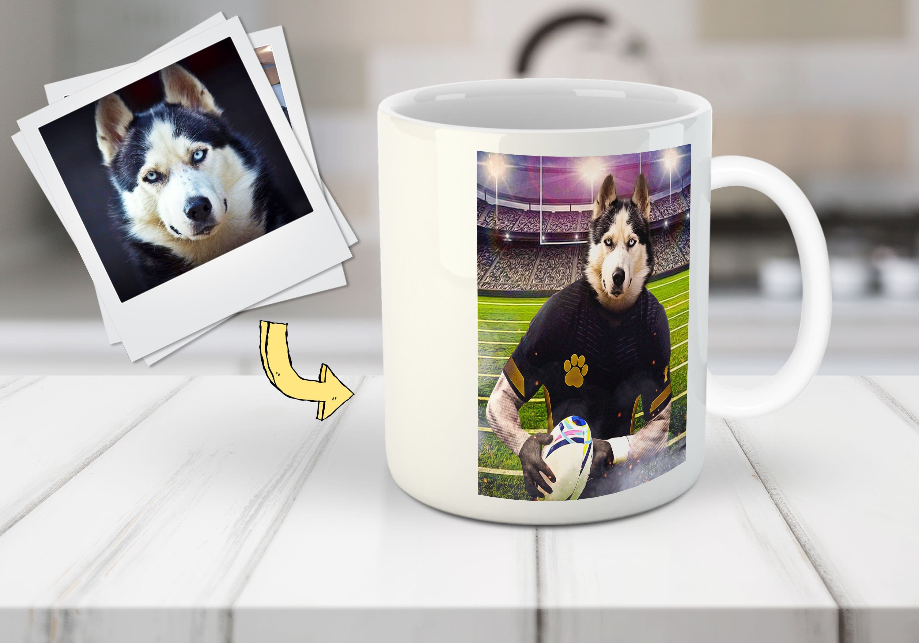 &#39;The Rugby Player&#39; Personalized Pet Mug